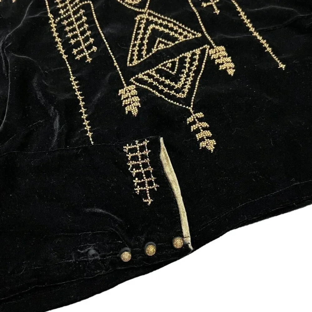Wishful Black Beaded Velour Cropped Top 8 - Picture 2 of 4